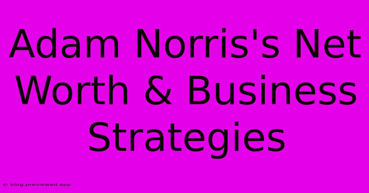 Adam Norris's Net Worth & Business Strategies