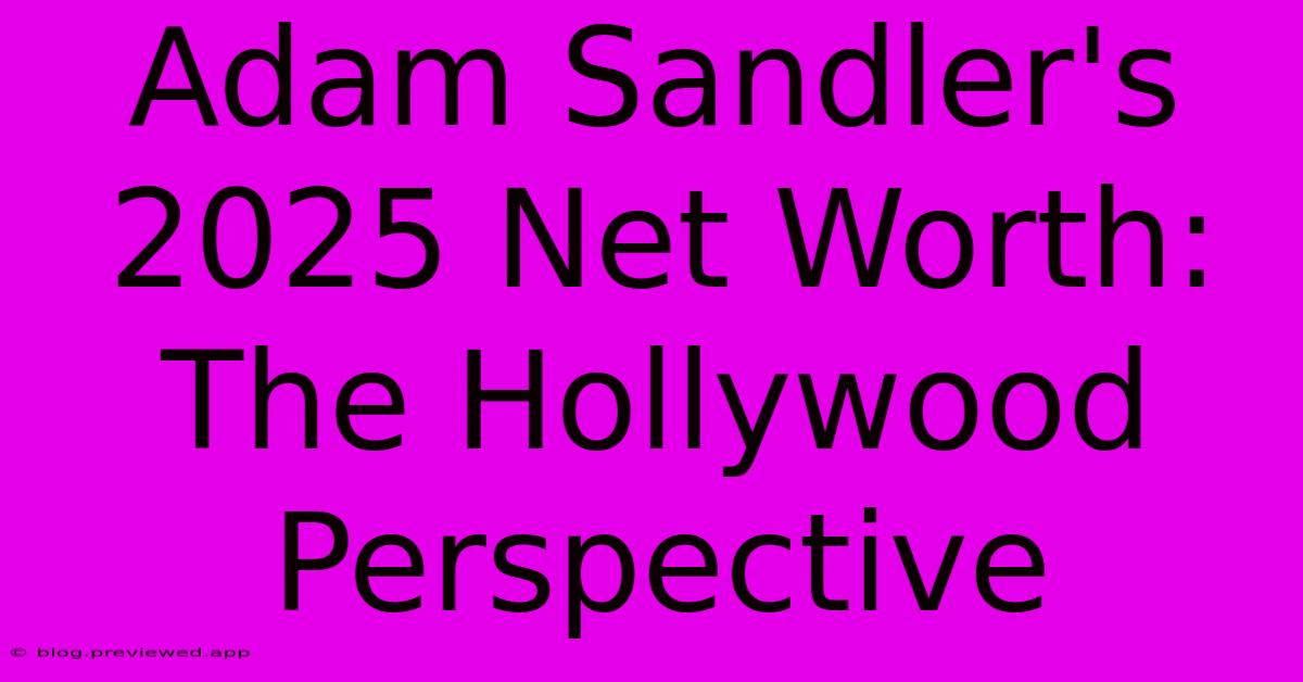 Adam Sandler's 2025 Net Worth:  The Hollywood Perspective