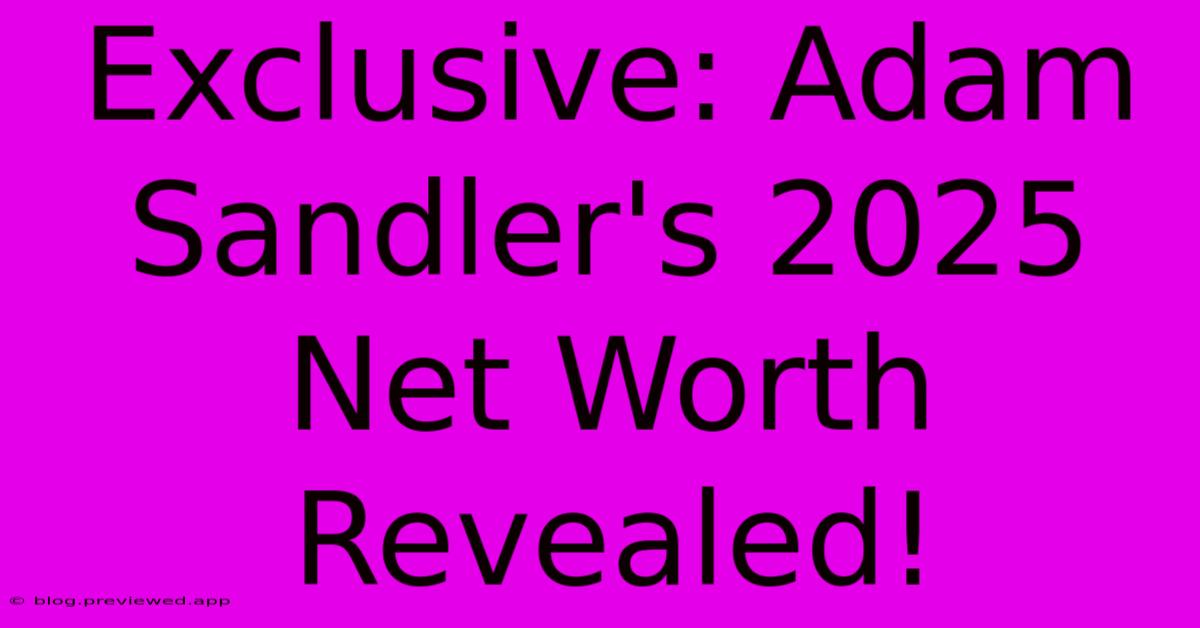 Exclusive: Adam Sandler's 2025 Net Worth Revealed!