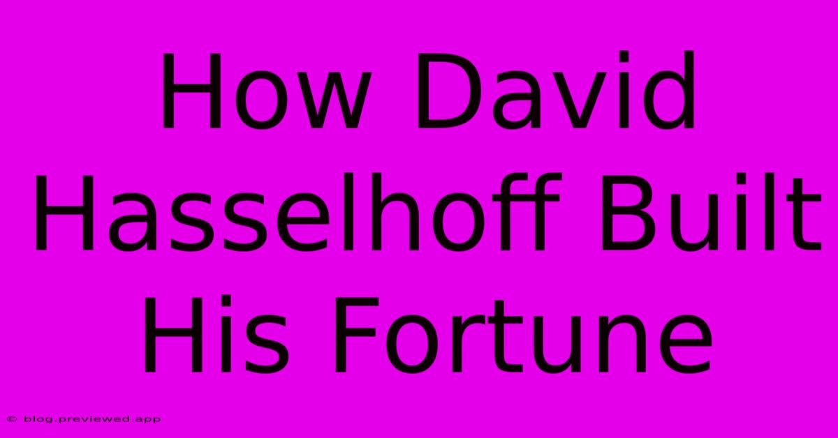 How David Hasselhoff Built His Fortune