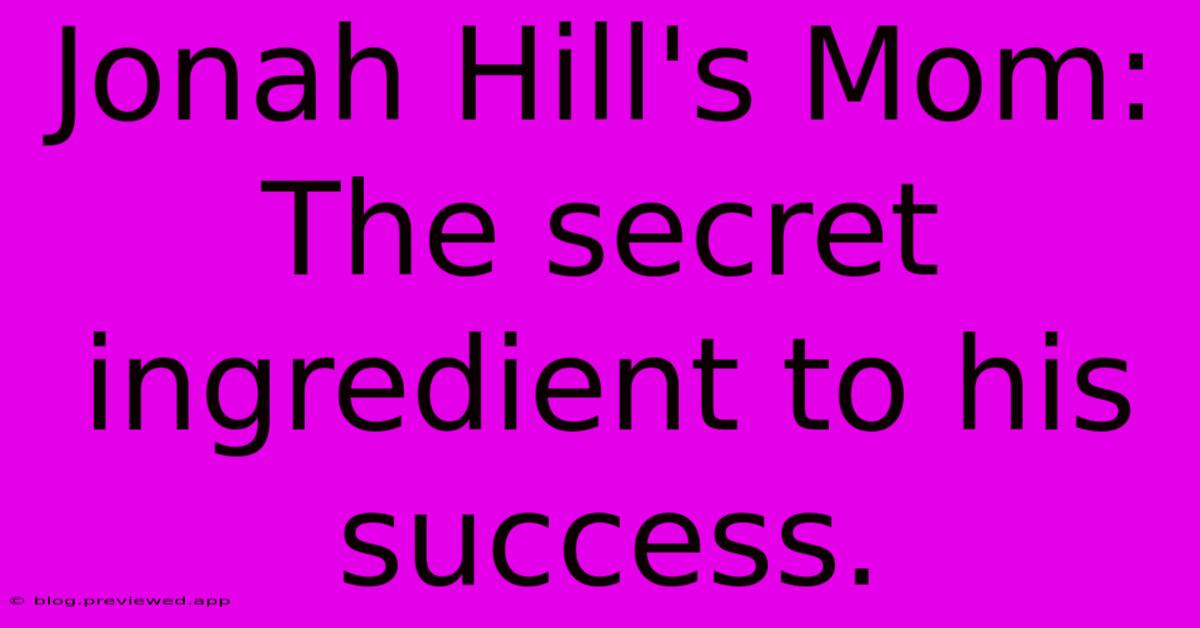 Jonah Hill's Mom: The Secret Ingredient To His Success.