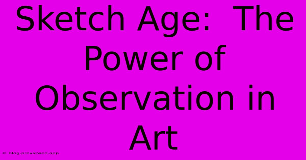 Sketch Age:  The Power Of Observation In Art