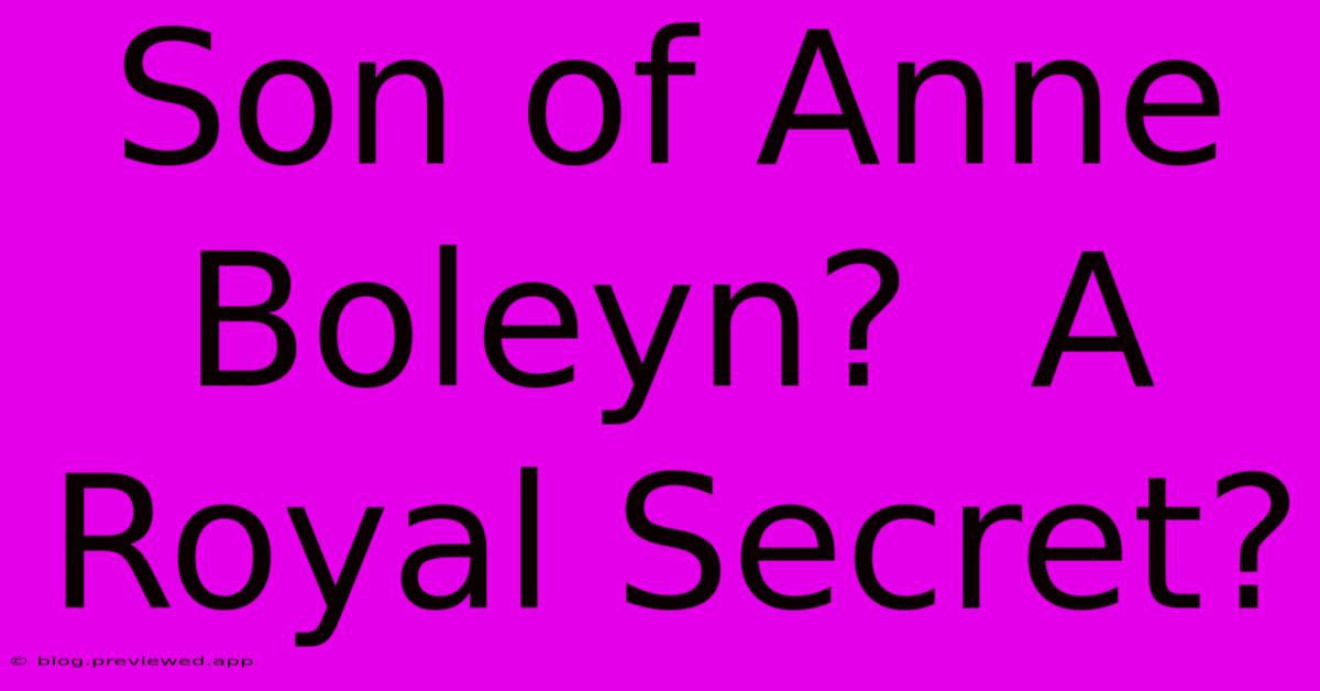 Son Of Anne Boleyn?  A Royal Secret?